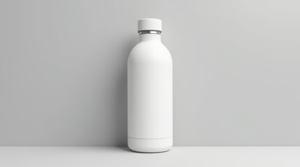 Blank White Bottle Mockup Studio Shot.