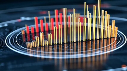 Upward growth chart displayed on the electronic circuit background use