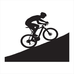 Fototapeta premium cyclist riding uphill sketch vector art silhouette design illustration