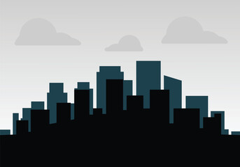 Obraz premium Cityscape Silhouette Under Cloudy Sky