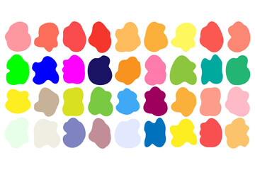 Set of colorful abstract blobs isolated on white background