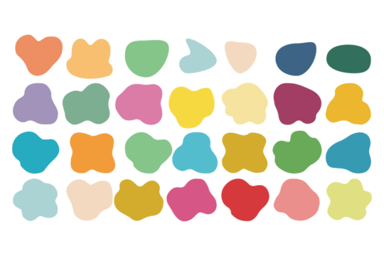 Set of colorful abstract blobs isolated on white background