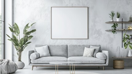Modern gray living room mockup
