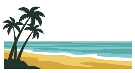 Fototapeta premium beach scene with palm trees and ocean waves