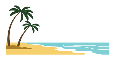 tropical beach scene with palm trees and calm ocean waves