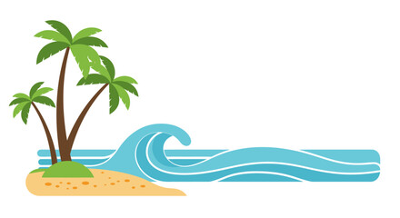 Obraz premium tropical beach scene with palm trees and calm ocean waves