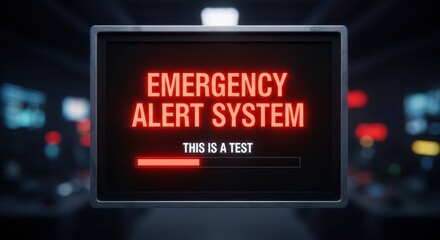 Emergency Alert System Test on Screen Displaying Urgent Notification Message