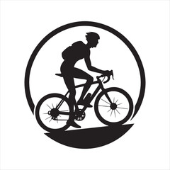 cyclist riding uphill sketch vector art silhouette design illustration