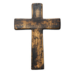 Rustic Wooden Cross Design isolated on white or transparent background, png clipart, design element. Easy to place on any other background.