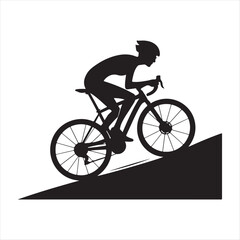 cyclist riding uphill sketch vector art silhouette design illustration