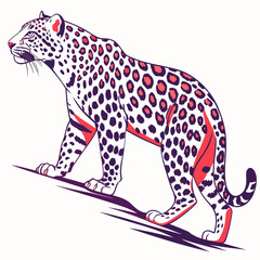Naklejka premium Stylized illustration of a leopard with red spots