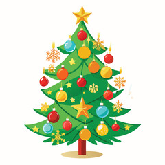 Colorful Christmas Tree Vector Icon on white background EPS 10 