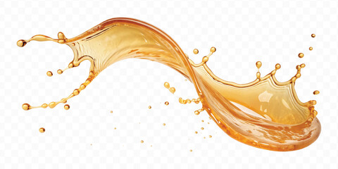 realistic smooth liquid honey splash in curve style isolated on transparent background