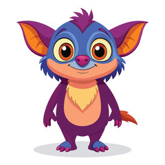 Purple And Blue Cartoon Creature With Big Ears And Tail monster fantasy