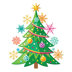 Colorful Christmas Tree Vector Icon on white background EPS 10 