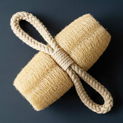 Natural loofah sponge with rope handle for exfoliating and gentle skin scrubbing