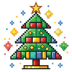 Colorful Christmas Tree Vector Icon on white background EPS 10 