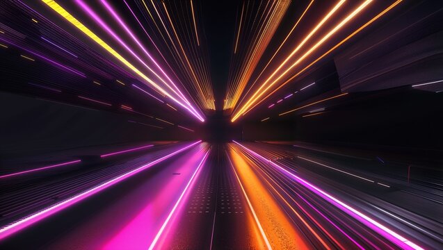 Neon Futuristic Hyperspace Light Tunnel