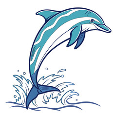 Naklejka premium Blue dolphin jumping out of the water