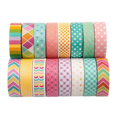 Obraz premium Colorful washi tape rolls isolated on transparent background