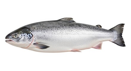 Obraz premium Freshly Caught Salmon on White Background Ready for Cooking preparation