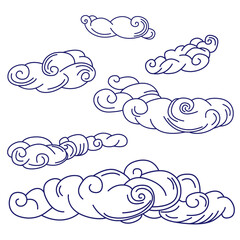Fototapeta premium Vector Design Elements. Clouds. Vector Nature art. Editable Stroke. Eps 10. 