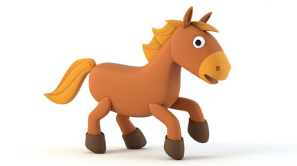 Adorable cartoon horse prancing with joy and playful energy