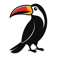 Simple Toucan Bird With White Chest And Black Body On White Background animal wildlife