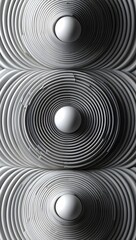 Abstract circles with spheres in a repeating pattern creating a visual illusion effect