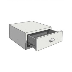 Obraz premium White Drawer Open on White Background Minimalist Furniture for Bedroom Storage