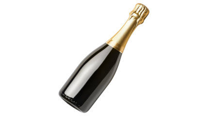 Dark Champagne Bottle isolated on a Transparent or white Background