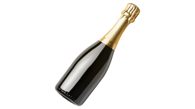 Dark Champagne Bottle isolated on a Transparent or white Background