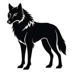 Stylized black wolf silhouette with sharp white facial features on white background vector illustration