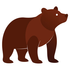 Stylized brown bear with flat color segments and white outline animal mammal