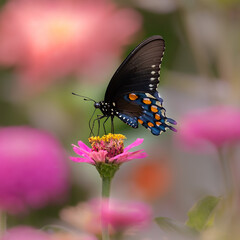 black swallowtail butterfly on flower