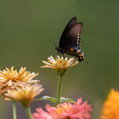 black swallowtail butterfly on flower