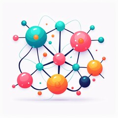 Obraz premium A network of interconnected spheres in various colors representing connectivity and communication
