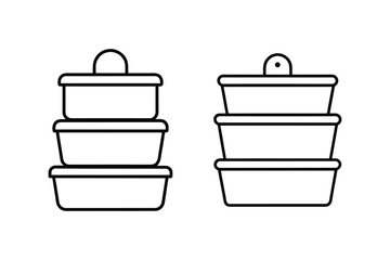 set of Three tier food storage container with lid vector illustration