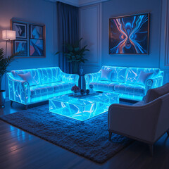  Futuristic Neon Living Room with Luminous Furniture