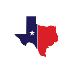 Texas logo with its blue and red colors and stars inside