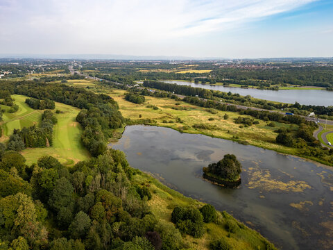 An aerial view of the Hamilton Low Parks Nature Reserve in South Lanarkshire, Scotland