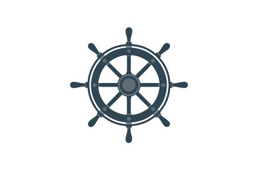 Simple Black Steering Wheel Icon Against a Light Gray Background