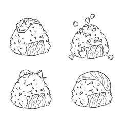 Assorted Onigiri A Collection of Hand-Drawn Rice Ball Illustrations