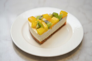 Slice of fruit cake on a plate