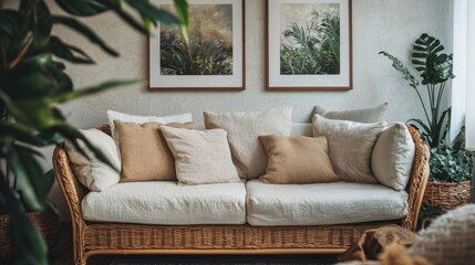 Wicker couch home decor