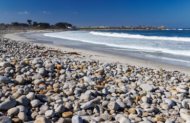 Scenic ocean coast along California 17-Mile Drive on a sunny day
