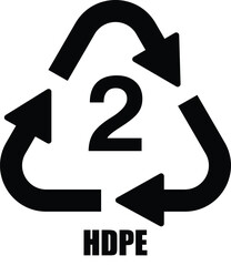 Recycling Mark 2 HDPE Plastic Symbol for Packaging Materials Isloated On White Background
