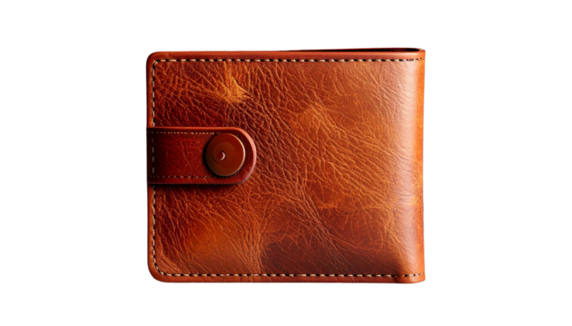 Leather Wallet PNG, Classic Foldable Wallet with Card and Cash Slots, Transparent Background, Fashion Accessory Illustration, Men’s Style and Everyday Carry Design