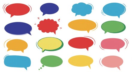 Set of Colorful Blank Empty Speech Bubbles Vector Illustration for Chatting, Message Box, Dialog Communication Frame in Bright Vibrant Flat Style