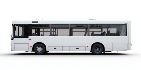 White passenger bus side view on white background
